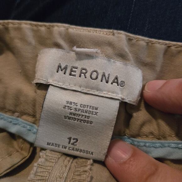 Merona Tan Ankle Crop Pants Women’s Size 12 Casual Office - Picture 3 of 8